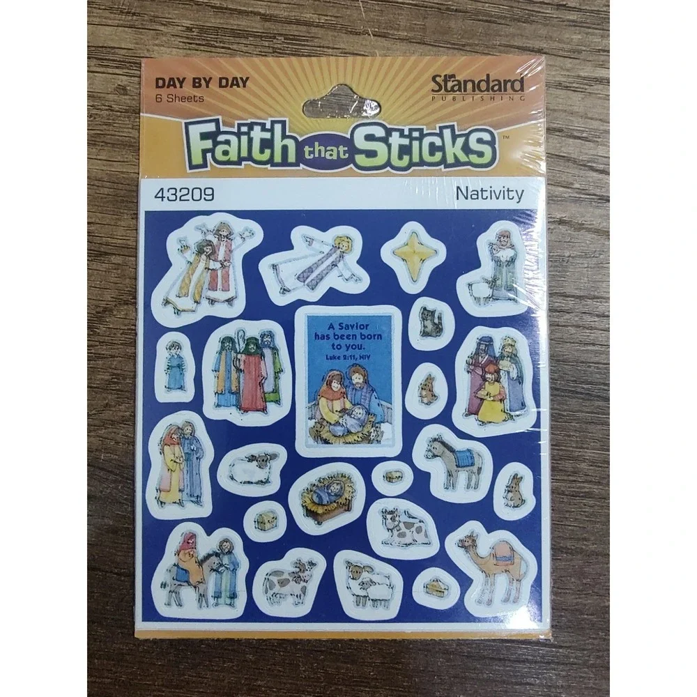 NOS Faith That Sticks Nativity Stickers 6 Sheets Standard Publishing Jesus Mary